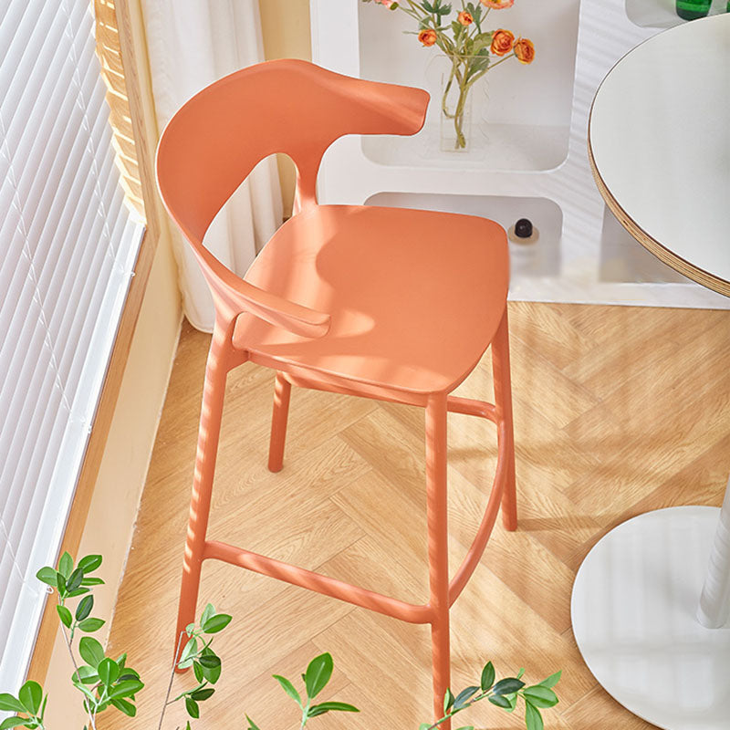 Scandinavian Matte Finish Plastic Barstool Armed Milk Tea Shop Stool Clearhalo 'Bar Furniture' 'Bar Stools' 'bar_stools' 'furn' 'furn_bar_stools' 'Furniture' 'furniture_bar_stools' 'Kitchen & Dining Furniture' 4862811