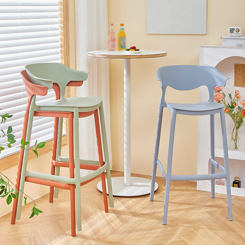Scandinavian Matte Finish Plastic Barstool Armed Milk Tea Shop Stool Clearhalo 'Bar Furniture' 'Bar Stools' 'bar_stools' 'furn' 'furn_bar_stools' 'Furniture' 'furniture_bar_stools' 'Kitchen & Dining Furniture' 4862815