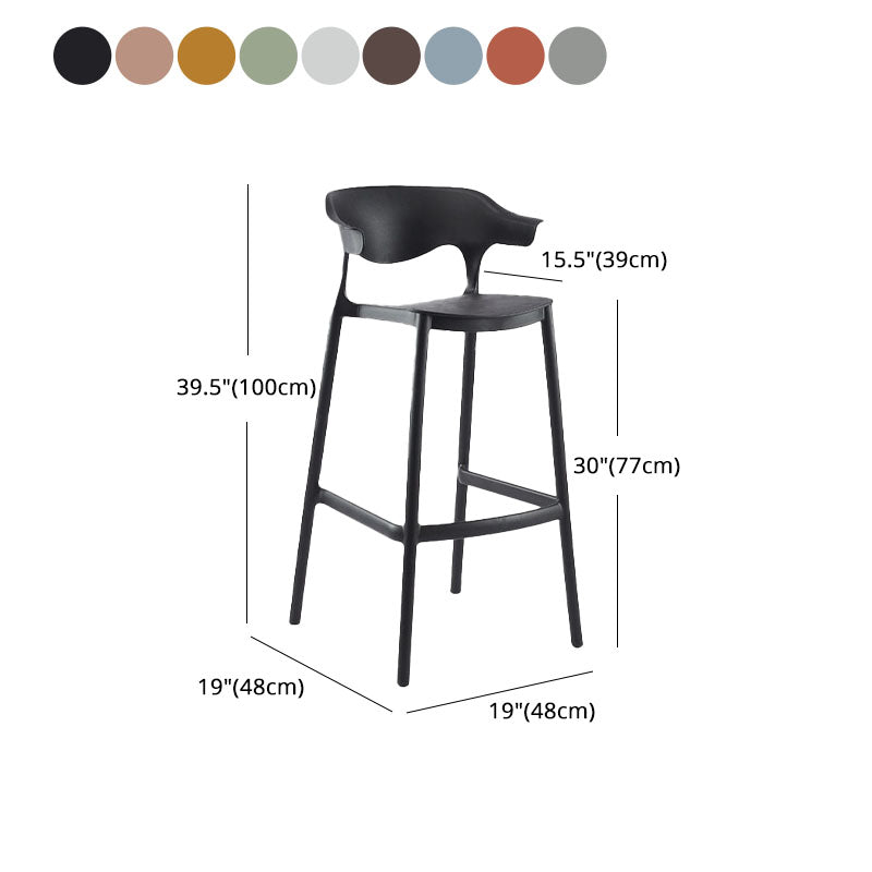 Scandinavian Matte Finish Plastic Barstool Armed Milk Tea Shop Stool Clearhalo 'Bar Furniture' 'Bar Stools' 'bar_stools' 'furn' 'furn_bar_stools' 'Furniture' 'furniture_bar_stools' 'Kitchen & Dining Furniture' 4862816