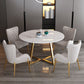 Glam 1/2/5 Pieces Dining Set Round Stone Dining Table for Dining Room 5 Pieces: White-Gold Table, 4 Chairs Clearhalo 'Dining Room Sets' 'Dining Tables & Seating' 'dining_room_set' 'furn' 'furn_dining_room_set' 'Furniture' 'furniture_dining_room_set' 'Kitchen & Dining Furniture' 4862831