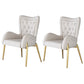 Glam 1/2/5 Pieces Dining Set Round Stone Dining Table for Dining Room 2 White Chairs Clearhalo 'Dining Room Sets' 'Dining Tables & Seating' 'dining_room_set' 'furn' 'furn_dining_room_set' 'Furniture' 'furniture_dining_room_set' 'Kitchen & Dining Furniture' 4862835