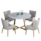 Glam 1/2/5 Pieces Dining Set Round Stone Dining Table for Dining Room Clearhalo 'Dining Room Sets' 'Dining Tables & Seating' 'dining_room_set' 'furn' 'furn_dining_room_set' 'Furniture' 'furniture_dining_room_set' 'Kitchen & Dining Furniture' 4862843