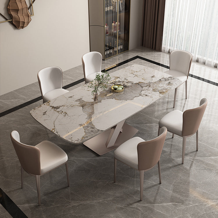 Glam 1/2/5/6/7 Pieces Dining Room Set Sintered Stone Dining Table Clearhalo 'Dining Room Sets' 'Dining Tables & Seating' 'dining_room_set' 'furn' 'furn_dining_room_set' 'Furniture' 'furniture_dining_room_set' 'Kitchen & Dining Furniture' 4862852