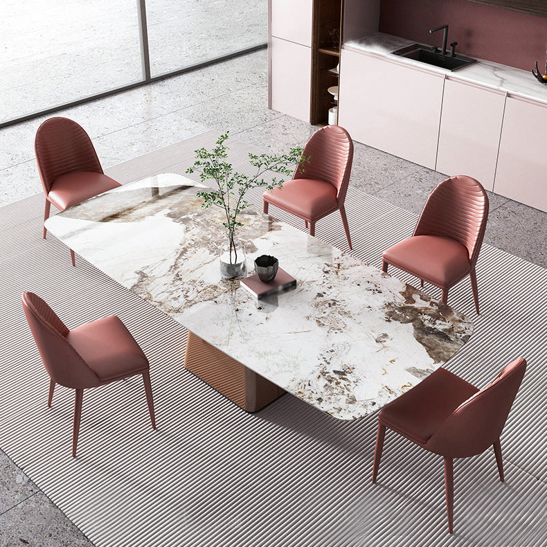 Modern 1/3/4/6/7 Pieces Dinette Set with Sintered Stone Top Rectangle Dining Table Set 6 Pieces: Table, 5 Chairs Clearhalo 'Dining Room Sets' 'Dining Tables & Seating' 'dining_room_set' 'furn' 'furn_dining_room_set' 'Furniture' 'furniture_dining_room_set' 'Kitchen & Dining Furniture' 4862907