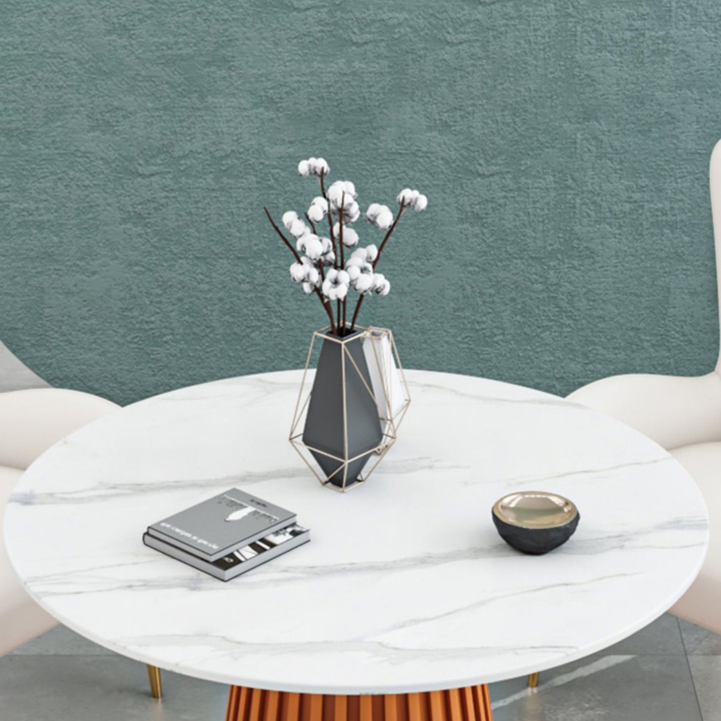 Glam 1/5 Pieces Dining Set Circular Stone Dining Table for Dining Room Clearhalo 'Dining Room Sets' 'Dining Tables & Seating' 'dining_room_set' 'furn' 'furn_dining_room_set' 'Furniture' 'furniture_dining_room_set' 'Kitchen & Dining Furniture' 4862936