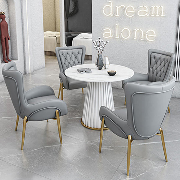 Glam 1/5 Pieces Dining Set Circular Stone Dining Table for Dining Room Clearhalo 'Dining Room Sets' 'Dining Tables & Seating' 'dining_room_set' 'furn' 'furn_dining_room_set' 'Furniture' 'furniture_dining_room_set' 'Kitchen & Dining Furniture' 4862942