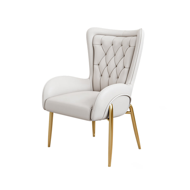 Glam 1/5 Pieces Dining Set Round Stone Dining Table for Kitchen 1 White Chair Clearhalo 'Dining Room Sets' 'Dining Tables & Seating' 'dining_room_set' 'furn' 'furn_dining_room_set' 'Furniture' 'furniture_dining_room_set' 'Kitchen & Dining Furniture' 4862984