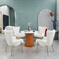 Glam 1/5 Pieces Dining Set Round Stone Dining Table for Kitchen 5 Pieces: Orange Table, 4 White Chairs Clearhalo 'Dining Room Sets' 'Dining Tables & Seating' 'dining_room_set' 'furn' 'furn_dining_room_set' 'Furniture' 'furniture_dining_room_set' 'Kitchen & Dining Furniture' 4862989