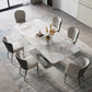 Modern 1/4/5/7/8 Pieces Dining Set Rectangle Dining Table Set for Home Use 7 Pieces: Table, 6 Chairs Clearhalo 'Dining Room Sets' 'Dining Tables & Seating' 'dining_room_set' 'furn' 'furn_dining_room_set' 'Furniture' 'furniture_dining_room_set' 'Kitchen & Dining Furniture' 4863005