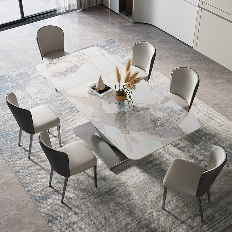 Modern 1/4/5/7/8 Pieces Dining Set Rectangle Dining Table Set for Home Use 7 Pieces: Table, 6 Chairs Clearhalo 'Dining Room Sets' 'Dining Tables & Seating' 'dining_room_set' 'furn' 'furn_dining_room_set' 'Furniture' 'furniture_dining_room_set' 'Kitchen & Dining Furniture' 4863005