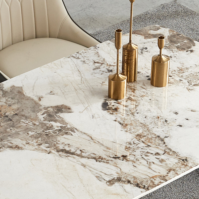 Modern 1/2/5/7/9 Pieces Silver Dinette Set with Sintered Stone Rectangle Dining Table Set Clearhalo 'Dining Room Sets' 'Dining Tables & Seating' 'dining_room_set' 'furn' 'furn_dining_room_set' 'Furniture' 'furniture_dining_room_set' 'Kitchen & Dining Furniture' 4863028