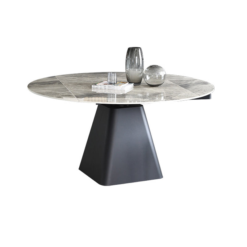 Modern 1/4/5/7 Pieces Dining Room Set Round Dining Room Table Set Grey 55"L x 55"W Clearhalo 'Dining Room Sets' 'Dining Tables & Seating' 'dining_room_set' 'furn' 'furn_dining_room_set' 'Furniture' 'furniture_dining_room_set' 'Kitchen & Dining Furniture' 4863044