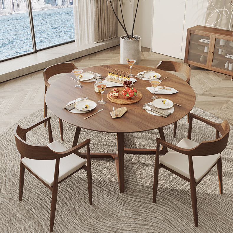 Modern 1/5/7 Pieces Dining Set Round Pine Wood Dining Table for Dining Room Clearhalo 'Dining Room Sets' 'Dining Tables & Seating' 'dining_room_set' 'furn' 'furn_dining_room_set' 'Furniture' 'furniture_dining_room_set' 'Kitchen & Dining Furniture' 4863067