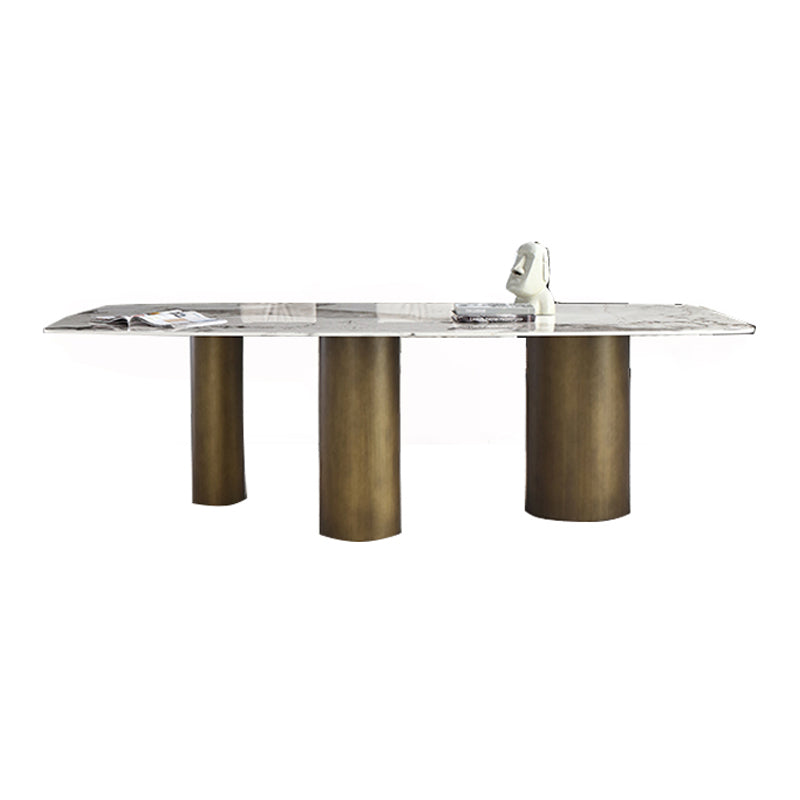 Glam 1/4/5 Pieces Dining Set Oval Sintered Stone Dining Table Set for Dining Areas Clearhalo 'Dining Room Sets' 'Dining Tables & Seating' 'dining_room_set' 'furn' 'furn_dining_room_set' 'Furniture' 'furniture_dining_room_set' 'Kitchen & Dining Furniture' 4863080