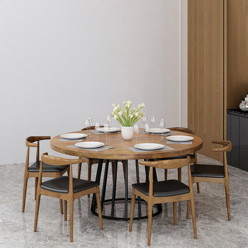 Modern 1/2/7 Pieces Dining Set Round Pine Wood Dining Table for Dining Room Clearhalo 'Dining Room Sets' 'Dining Tables & Seating' 'dining_room_set' 'furn' 'furn_dining_room_set' 'Furniture' 'furniture_dining_room_set' 'Kitchen & Dining Furniture' 4863096