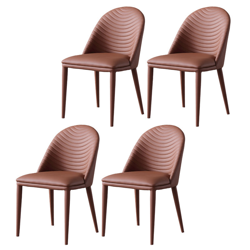 Glam 1/4/5/7 Pieces Scalable Dinette Set with White Sintered Stone Round Dining Table Set 4 Brown Chairs Clearhalo 'Dining Room Sets' 'Dining Tables & Seating' 'dining_room_set' 'furn' 'furn_dining_room_set' 'Furniture' 'furniture_dining_room_set' 'Kitchen & Dining Furniture' 4863106