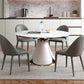 Glam 1/4/5/7 Pieces Scalable Dinette Set with White Sintered Stone Round Dining Table Set 5 Pieces: Table, 4 Grey Chairs Clearhalo 'Dining Room Sets' 'Dining Tables & Seating' 'dining_room_set' 'furn' 'furn_dining_room_set' 'Furniture' 'furniture_dining_room_set' 'Kitchen & Dining Furniture' 4863107