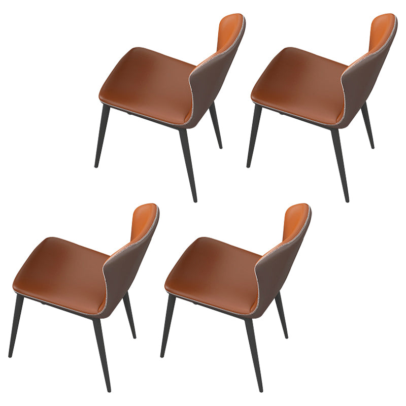 Modern 1/4/5/6/7 Pieces Dining Room Set Sintered Stone Dining Table 4 Orange Chairs Clearhalo 'Dining Room Sets' 'Dining Tables & Seating' 'dining_room_set' 'furn' 'furn_dining_room_set' 'Furniture' 'furniture_dining_room_set' 'Kitchen & Dining Furniture' 4863140