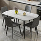 Modern 1/4/5/6/7 Pieces Dining Room Set Sintered Stone Dining Table 5 Pieces: Table, 4 Grey Chairs Clearhalo 'Dining Room Sets' 'Dining Tables & Seating' 'dining_room_set' 'furn' 'furn_dining_room_set' 'Furniture' 'furniture_dining_room_set' 'Kitchen & Dining Furniture' 4863152