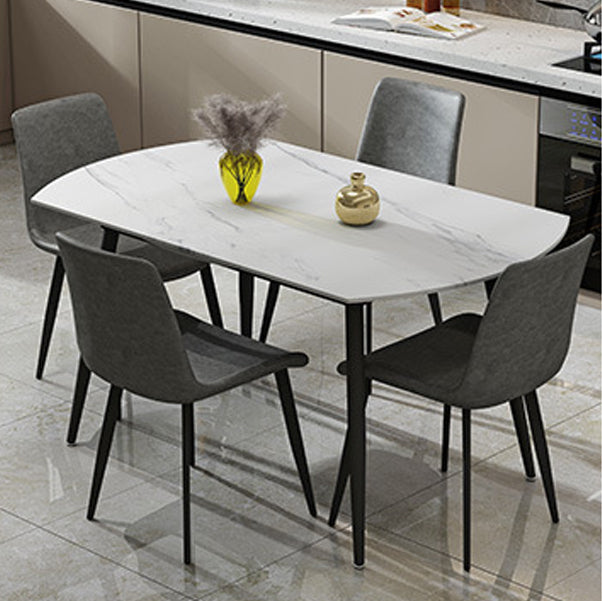 Modern 1/4/5/6/7 Pieces Dining Room Set Sintered Stone Dining Table 5 Pieces: Table, 4 Grey Chairs Clearhalo 'Dining Room Sets' 'Dining Tables & Seating' 'dining_room_set' 'furn' 'furn_dining_room_set' 'Furniture' 'furniture_dining_room_set' 'Kitchen & Dining Furniture' 4863152