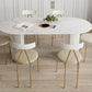 Oval Stone Top Dining Table Modern White Base Dining Table for Living Room White 55.1"L x 31.5"W x 29.5"H Without Chairs Clearhalo 'Dining Tables & Seating' 'Dining Tables' 'dining_table' 'furn' 'furn_dining_table' 'Furniture' 'furniture_dining_table' 'Kitchen & Dining Furniture' 'kitchen' 'kitchen_dining_table' 4863178