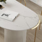 Oval Stone Top Dining Table Modern White Base Dining Table for Living Room Clearhalo 'Dining Tables & Seating' 'Dining Tables' 'dining_table' 'furn' 'furn_dining_table' 'Furniture' 'furniture_dining_table' 'Kitchen & Dining Furniture' 'kitchen' 'kitchen_dining_table' 4863183