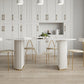 Oval Stone Top Dining Table Modern White Base Dining Table for Living Room Clearhalo 'Dining Tables & Seating' 'Dining Tables' 'dining_table' 'furn' 'furn_dining_table' 'Furniture' 'furniture_dining_table' 'Kitchen & Dining Furniture' 'kitchen' 'kitchen_dining_table' 4863186