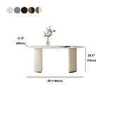 Oval Stone Top Dining Table Modern White Base Dining Table for Living Room Clearhalo 'Dining Tables & Seating' 'Dining Tables' 'dining_table' 'furn' 'furn_dining_table' 'Furniture' 'furniture_dining_table' 'Kitchen & Dining Furniture' 'kitchen' 'kitchen_dining_table' 4863190