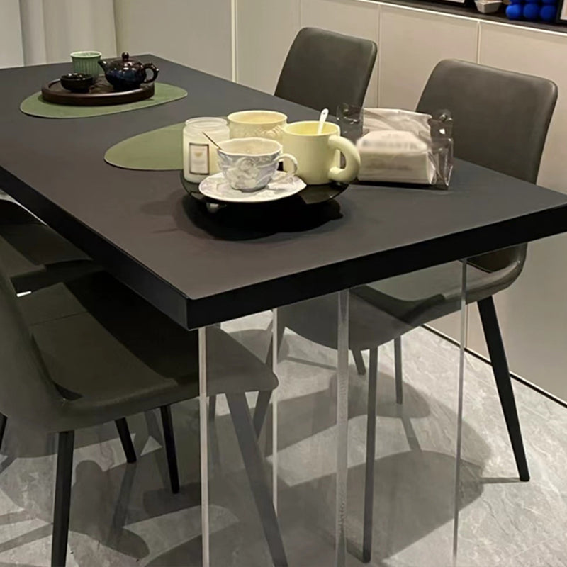 Rectangle Wood Top Dining Table Acrylic Base Modern Dining Table for Living Room Clearhalo 'Dining Tables & Seating' 'Dining Tables' 'dining_table' 'furn' 'furn_dining_table' 'Furniture' 'furniture_dining_table' 'Kitchen & Dining Furniture' 'kitchen' 'kitchen_dining_table' 4863200