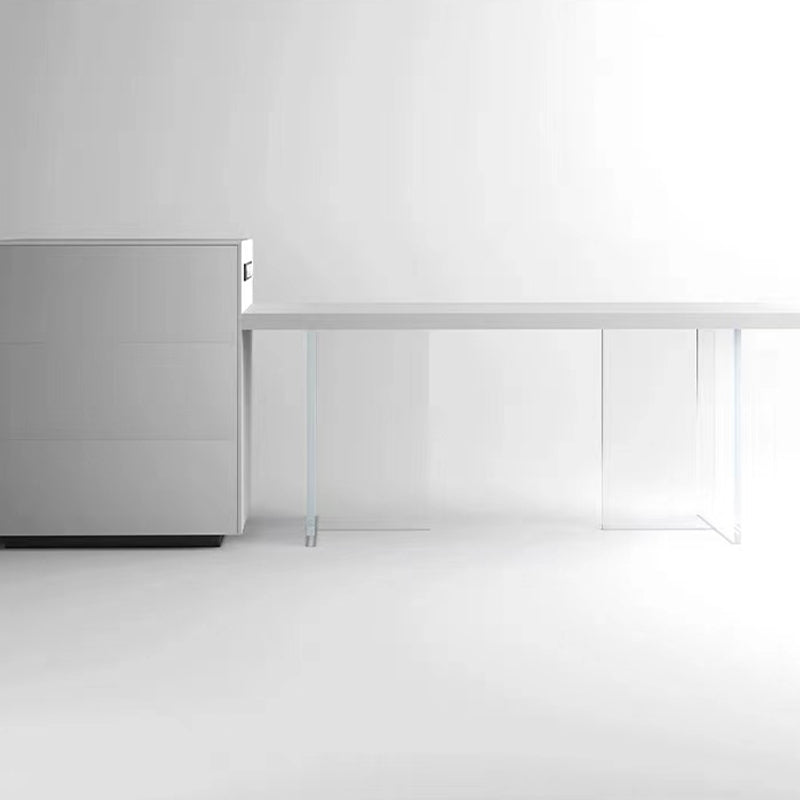 Rectangle Wood Top Dining Table Acrylic Base Modern Dining Table for Living Room Clearhalo 'Dining Tables & Seating' 'Dining Tables' 'dining_table' 'furn' 'furn_dining_table' 'Furniture' 'furniture_dining_table' 'Kitchen & Dining Furniture' 'kitchen' 'kitchen_dining_table' 4863207