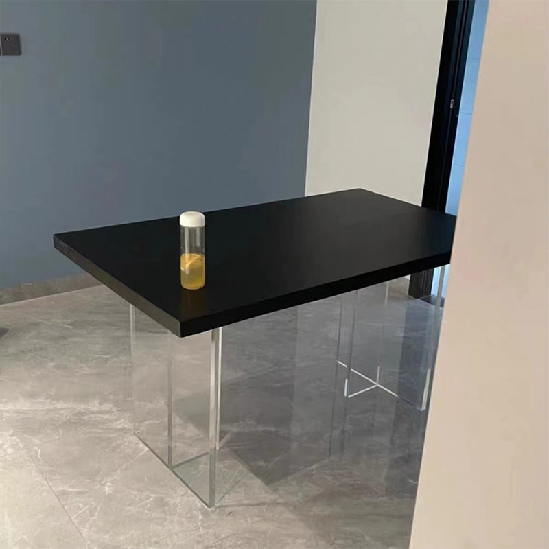 Rectangle Wood Top Dining Table Acrylic Base Modern Dining Table for Living Room Black Without Chairs Clearhalo 'Dining Tables & Seating' 'Dining Tables' 'dining_table' 'furn' 'furn_dining_table' 'Furniture' 'furniture_dining_table' 'Kitchen & Dining Furniture' 'kitchen' 'kitchen_dining_table' 4863208