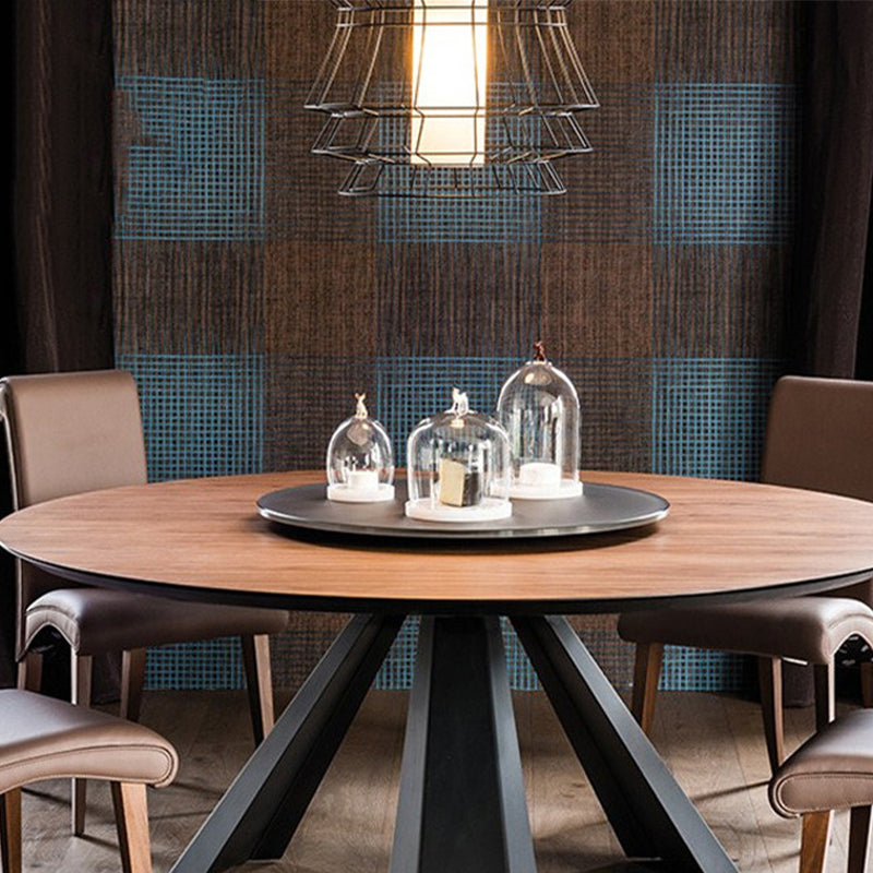 Modern Wood Top Dining Room Collection Round Pedestal Convertible Dining Table 59.1"L x 59.1"W x 29.5"H Clearhalo 'Dining Tables & Seating' 'Dining Tables' 'dining_table' 'Furniture' 'furniture_dining_table' 'Kitchen & Dining Furniture' 'kitchen' 'kitchen_dining_table' 4863219