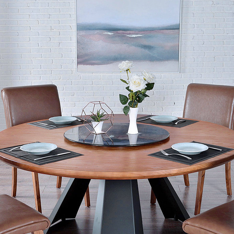 Modern Wood Top Dining Room Collection Round Pedestal Convertible Dining Table Clearhalo 'Dining Tables & Seating' 'Dining Tables' 'dining_table' 'Furniture' 'furniture_dining_table' 'Kitchen & Dining Furniture' 'kitchen' 'kitchen_dining_table' 4863220