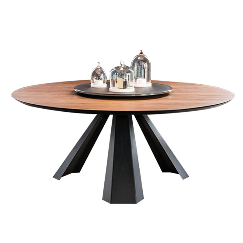 Modern Wood Top Dining Room Collection Round Pedestal Convertible Dining Table 102.4"L x 102.4"W x 29.5"H Clearhalo 'Dining Tables & Seating' 'Dining Tables' 'dining_table' 'Furniture' 'furniture_dining_table' 'Kitchen & Dining Furniture' 'kitchen' 'kitchen_dining_table' 4863222