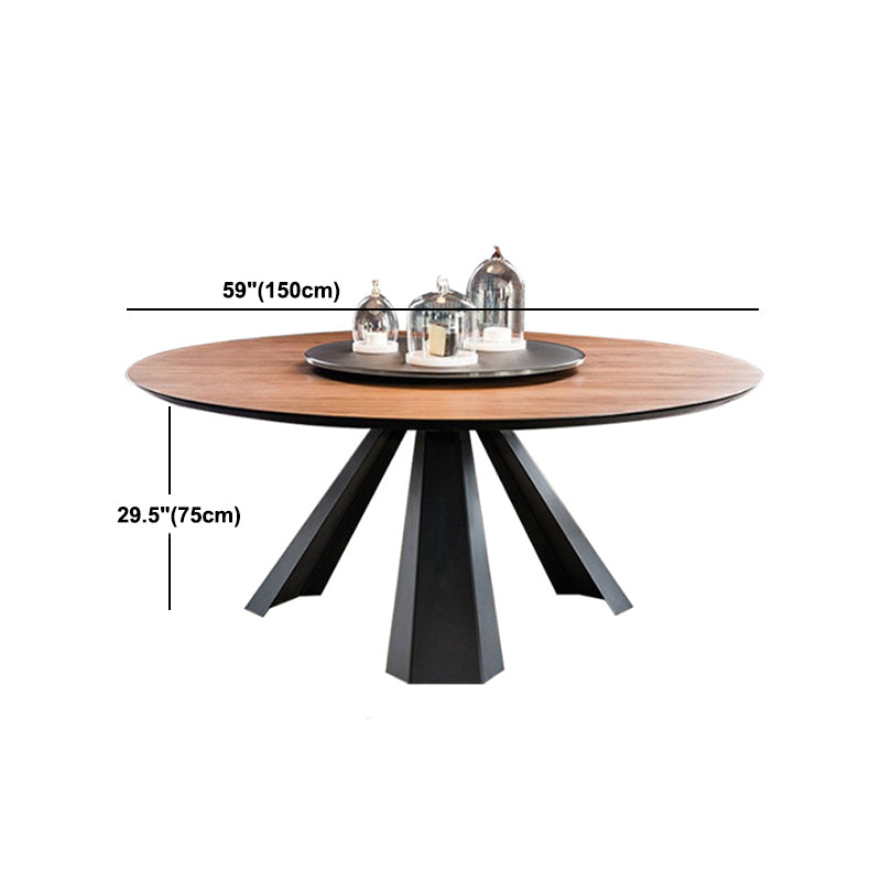 Modern Wood Top Dining Room Collection Round Pedestal Convertible Dining Table Clearhalo 'Dining Tables & Seating' 'Dining Tables' 'dining_table' 'Furniture' 'furniture_dining_table' 'Kitchen & Dining Furniture' 'kitchen' 'kitchen_dining_table' 4863230