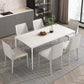 Modern Stone Top Rectangle Dinette Table Metal Base Dining Table in White White Without Chairs Clearhalo 'Dining Tables & Seating' 'Dining Tables' 'dining_table' 'furn' 'furn_dining_table' 'Furniture' 'furniture_dining_table' 'Kitchen & Dining Furniture' 'kitchen' 'kitchen_dining_table' 4863241