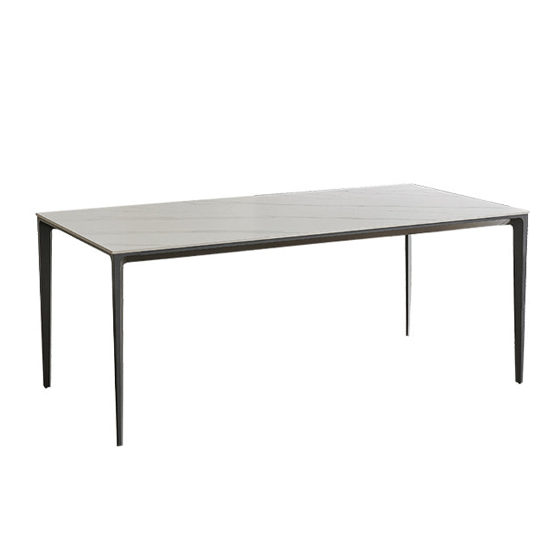 Modern Stone Top Rectangle Dinette Table Metal Base Dining Table in White Black Without Chairs Clearhalo 'Dining Tables & Seating' 'Dining Tables' 'dining_table' 'furn' 'furn_dining_table' 'Furniture' 'furniture_dining_table' 'Kitchen & Dining Furniture' 'kitchen' 'kitchen_dining_table' 4863243