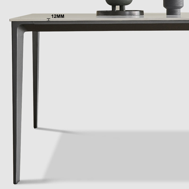 Modern Stone Top Rectangle Dinette Table Metal Base Dining Table in White Clearhalo 'Dining Tables & Seating' 'Dining Tables' 'dining_table' 'furn' 'furn_dining_table' 'Furniture' 'furniture_dining_table' 'Kitchen & Dining Furniture' 'kitchen' 'kitchen_dining_table' 4863247