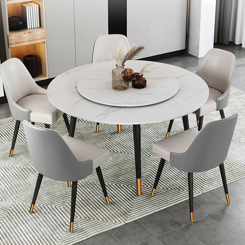 Round Metal 4 Legs Dining Table Black Frame Traditional Luxury Dining Table Clearhalo 'Dining Tables & Seating' 'Dining Tables' 'dining_table' 'furn' 'furn_dining_table' 'Furniture' 'furniture_dining_table' 'Kitchen & Dining Furniture' 'kitchen' 'kitchen_dining_table' 4863268