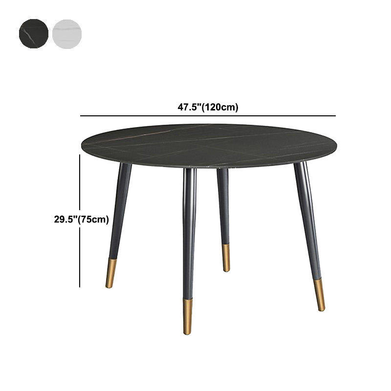 Round Metal 4 Legs Dining Table Black Frame Traditional Luxury Dining Table Clearhalo 'Dining Tables & Seating' 'Dining Tables' 'dining_table' 'furn' 'furn_dining_table' 'Furniture' 'furniture_dining_table' 'Kitchen & Dining Furniture' 'kitchen' 'kitchen_dining_table' 4863275