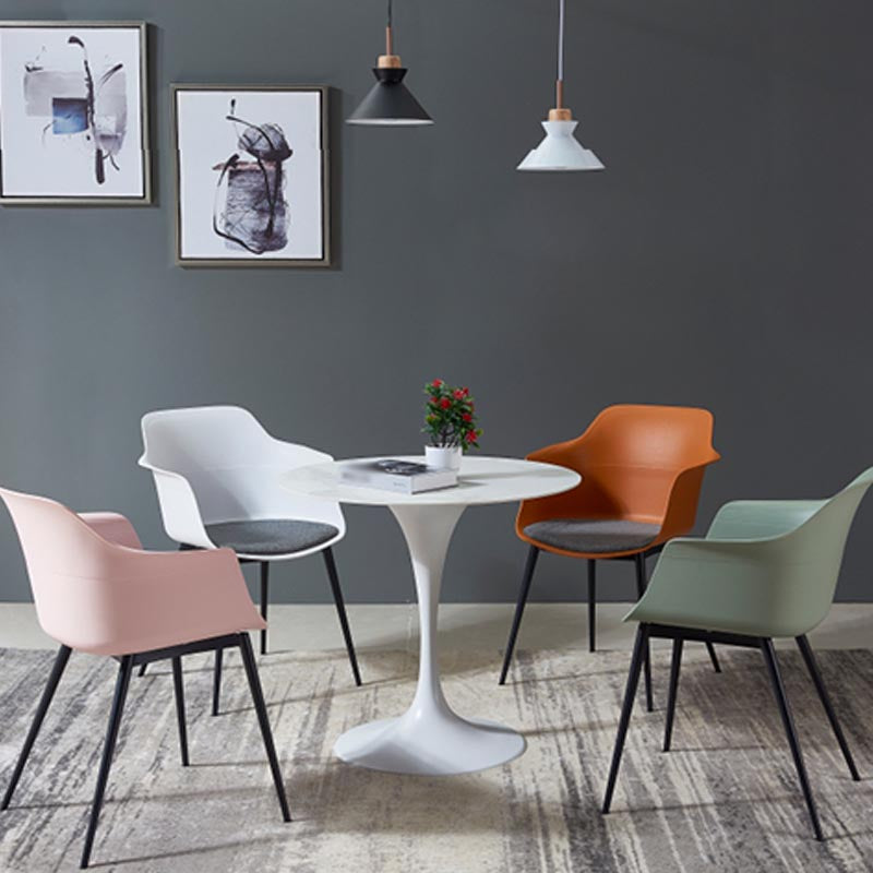 Modern Round Top Dinette Table Metal Base Dining Table for Restaurant Cream Without Chairs Clearhalo 'Dining Tables & Seating' 'Dining Tables' 'dining_table' 'furn' 'furn_dining_table' 'Furniture' 'furniture_dining_table' 'Kitchen & Dining Furniture' 'kitchen' 'kitchen_dining_table' 4863283