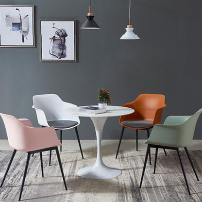 Modern Round Top Dinette Table Metal Base Dining Table for Restaurant Cream Without Chairs Clearhalo 'Dining Tables & Seating' 'Dining Tables' 'dining_table' 'furn' 'furn_dining_table' 'Furniture' 'furniture_dining_table' 'Kitchen & Dining Furniture' 'kitchen' 'kitchen_dining_table' 4863283