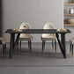 Industrial Rectangle Tripod Base Dining Table Black Frame Stone Top Dining Table Black 55.1"L x 31.5"W x 29.5"H Without Chairs Clearhalo 'Dining Tables & Seating' 'Dining Tables' 'dining_table' 'furn' 'furn_dining_table' 'Furniture' 'furniture_dining_table' 'Kitchen & Dining Furniture' 'kitchen' 'kitchen_dining_table' 4863301
