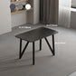 Industrial Rectangle Tripod Base Dining Table Black Frame Stone Top Dining Table Clearhalo 'Dining Tables & Seating' 'Dining Tables' 'dining_table' 'furn' 'furn_dining_table' 'Furniture' 'furniture_dining_table' 'Kitchen & Dining Furniture' 'kitchen' 'kitchen_dining_table' 4863314