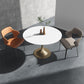 Glam Style Round Stone Top Restaurant Table Gold Base Dining Table White Without Chairs Clearhalo 'Dining Tables & Seating' 'Dining Tables' 'dining_table' 'furn' 'furn_dining_table' 'Furniture' 'furniture_dining_table' 'Kitchen & Dining Furniture' 'kitchen' 'kitchen_dining_table' 4863360
