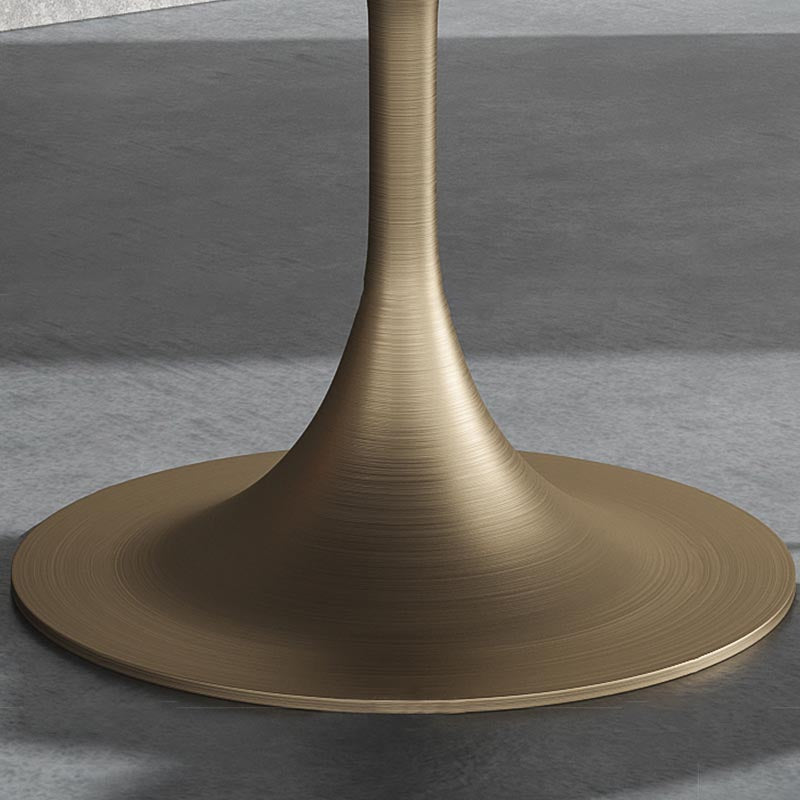 Glam Style Round Stone Top Restaurant Table Gold Base Dining Table Clearhalo 'Dining Tables & Seating' 'Dining Tables' 'dining_table' 'furn' 'furn_dining_table' 'Furniture' 'furniture_dining_table' 'Kitchen & Dining Furniture' 'kitchen' 'kitchen_dining_table' 4863364