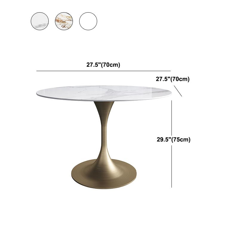 Glam Style Round Stone Top Restaurant Table Gold Base Dining Table Clearhalo 'Dining Tables & Seating' 'Dining Tables' 'dining_table' 'furn' 'furn_dining_table' 'Furniture' 'furniture_dining_table' 'Kitchen & Dining Furniture' 'kitchen' 'kitchen_dining_table' 4863367