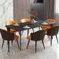 Black Steel 4-foot Table Industrial Rectangle Stone Top Dining Room Table Black Gold 55.1"L x 31.5"W x 29.5"H Without Chairs Clearhalo 'Dining Tables & Seating' 'Dining Tables' 'dining_table' 'furn' 'furn_dining_table' 'Furniture' 'furniture_dining_table' 'Kitchen & Dining Furniture' 'kitchen' 'kitchen_dining_table' 4863373