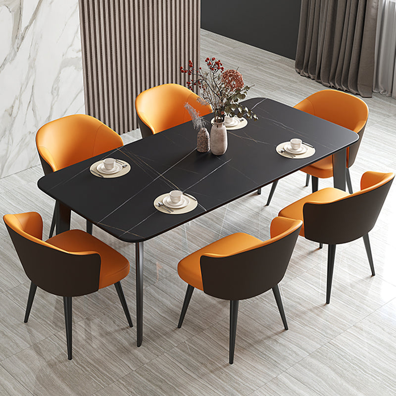Black Steel 4-foot Table Industrial Rectangle Stone Top Dining Room Table Black Gold 47.2"L x 23.6"W x 29.5"H Without Chairs Clearhalo 'Dining Tables & Seating' 'Dining Tables' 'dining_table' 'furn' 'furn_dining_table' 'Furniture' 'furniture_dining_table' 'Kitchen & Dining Furniture' 'kitchen' 'kitchen_dining_table' 4863376