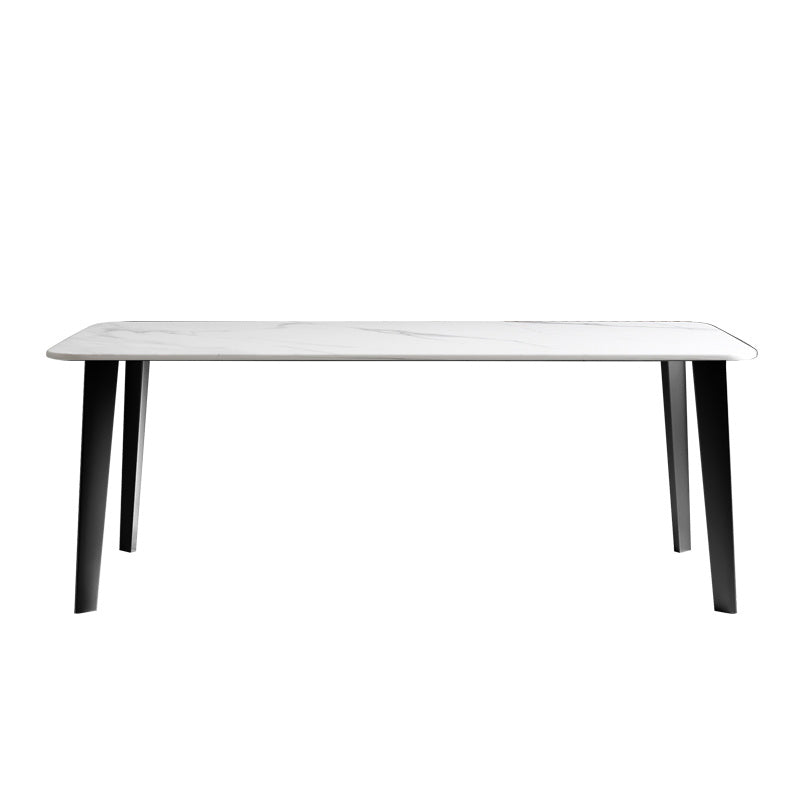 Black Steel 4-foot Table Industrial Rectangle Stone Top Dining Room Table White Without Chairs Clearhalo 'Dining Tables & Seating' 'Dining Tables' 'dining_table' 'furn' 'furn_dining_table' 'Furniture' 'furniture_dining_table' 'Kitchen & Dining Furniture' 'kitchen' 'kitchen_dining_table' 4863377